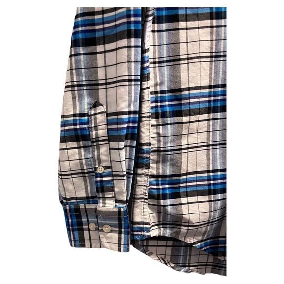 U.S. Polo Assn. Mens Small OXFORD Button Down White Blue Black Plaid Shirt LS - Picture 3 of 7